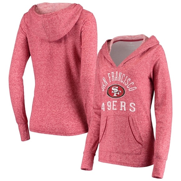 Women's Fanatics Red San Francisco 49ers Doubleface Slub Pullover Hoodie Size XL - Picture 1 of 10
